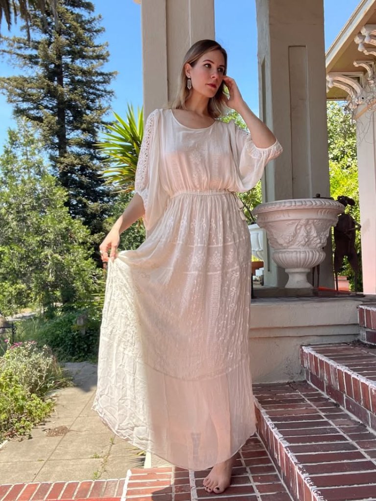 Love Shack Fancy Cecily Embroidered Boho Maxi Dress Bridal